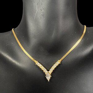Vintage Christian Dior Torque Necklace Gold-Tone & Crystal Accents Adjustable